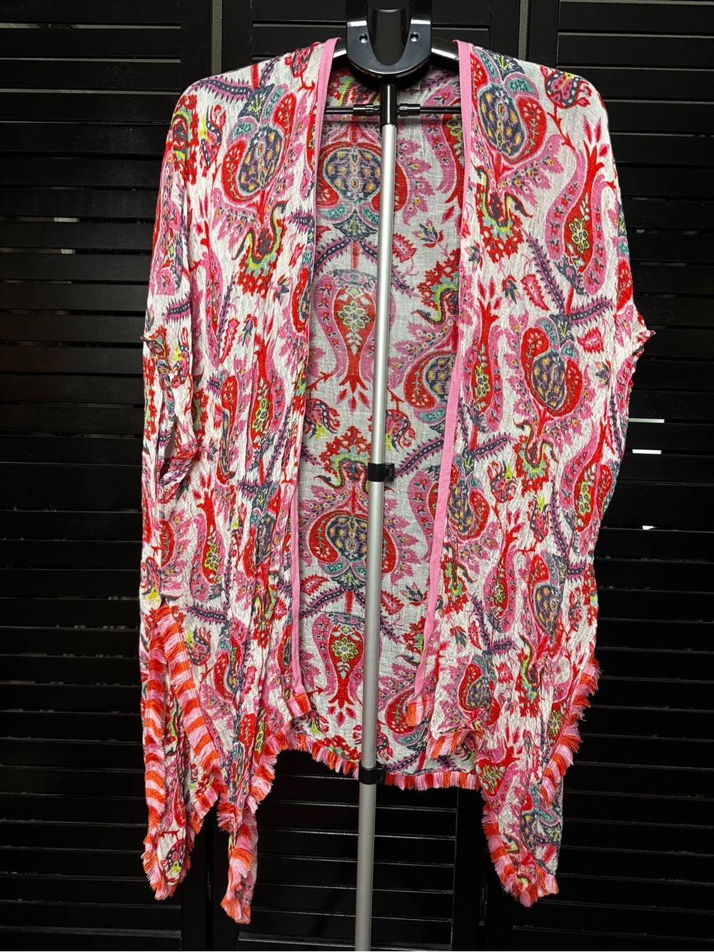 Spartina 449 Pink Paisley Lightweight Shawl with Multicolor Accents